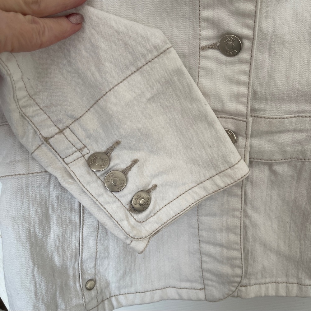 CAbi #249 Military Style Off White Safari Field Jean Jacket Women's S/M - Picture 4 of 7